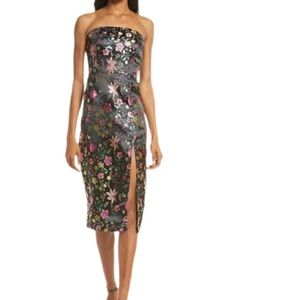 Lulus Make a Move Floral Jacquard Sleeveless Satin Dress Size XS